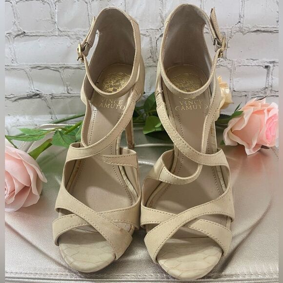 Vince Camuto Women's Beige Strappy Heels - Picture 2 of 7